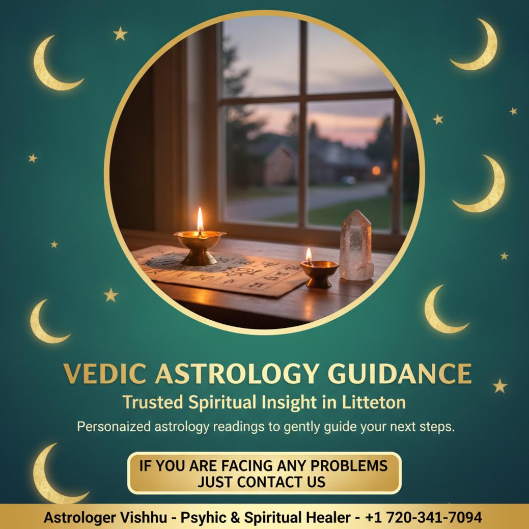 Vedic astrology setup with palm leaf and lamp in Littleton CO