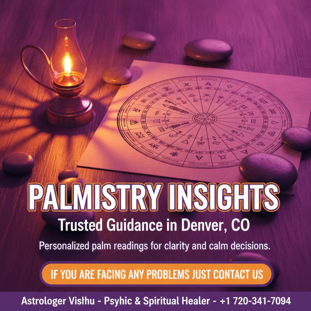 Palmistry chart and lamp on table for palmistry in Denver