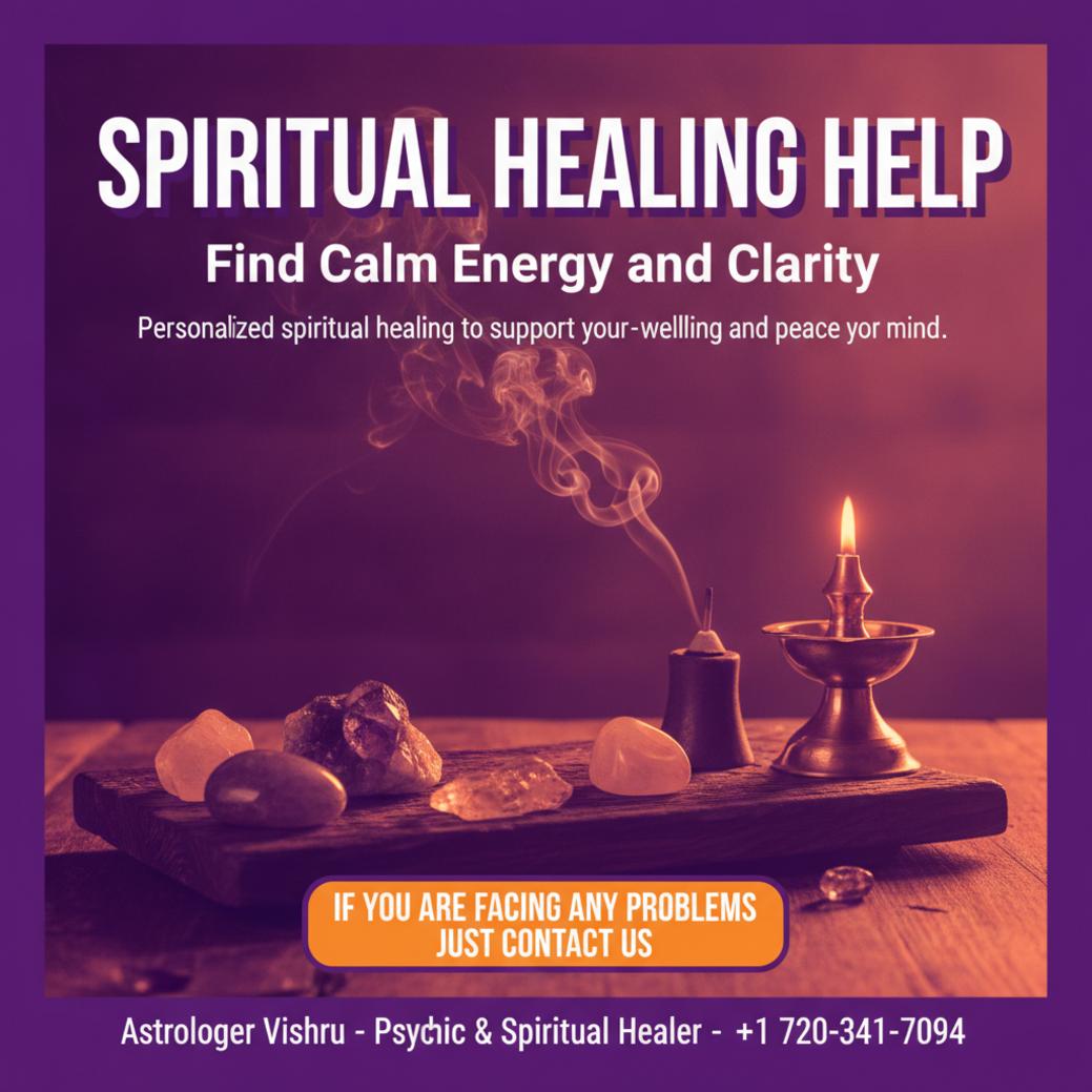 Spiritual healing session setup with crystals and incense in Highlands Ranch