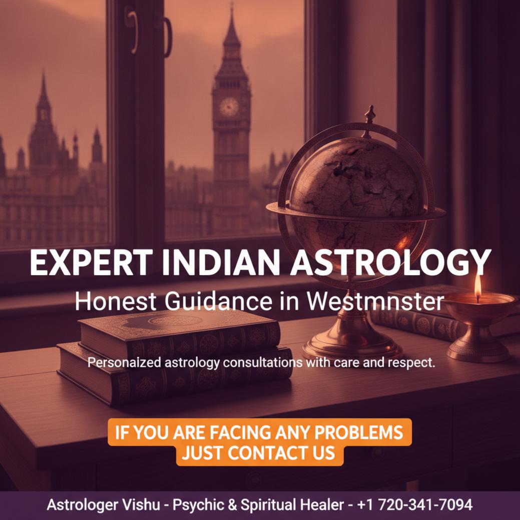 Finding the Best Indian Astrologer in Westminster, CO Wooden desk with vedic astrology tools calm light Westminster