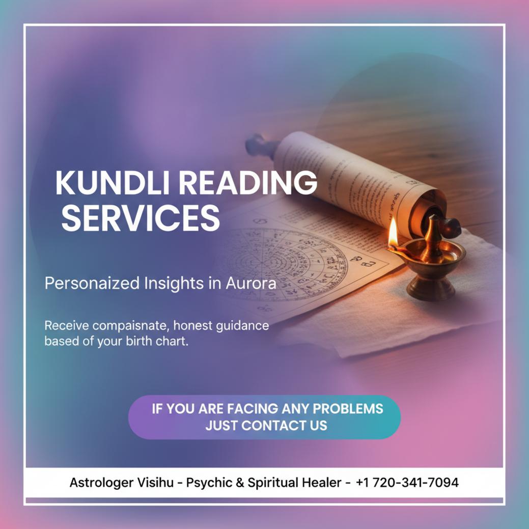 kundli reading chart and lamp on table in Aurora CO room