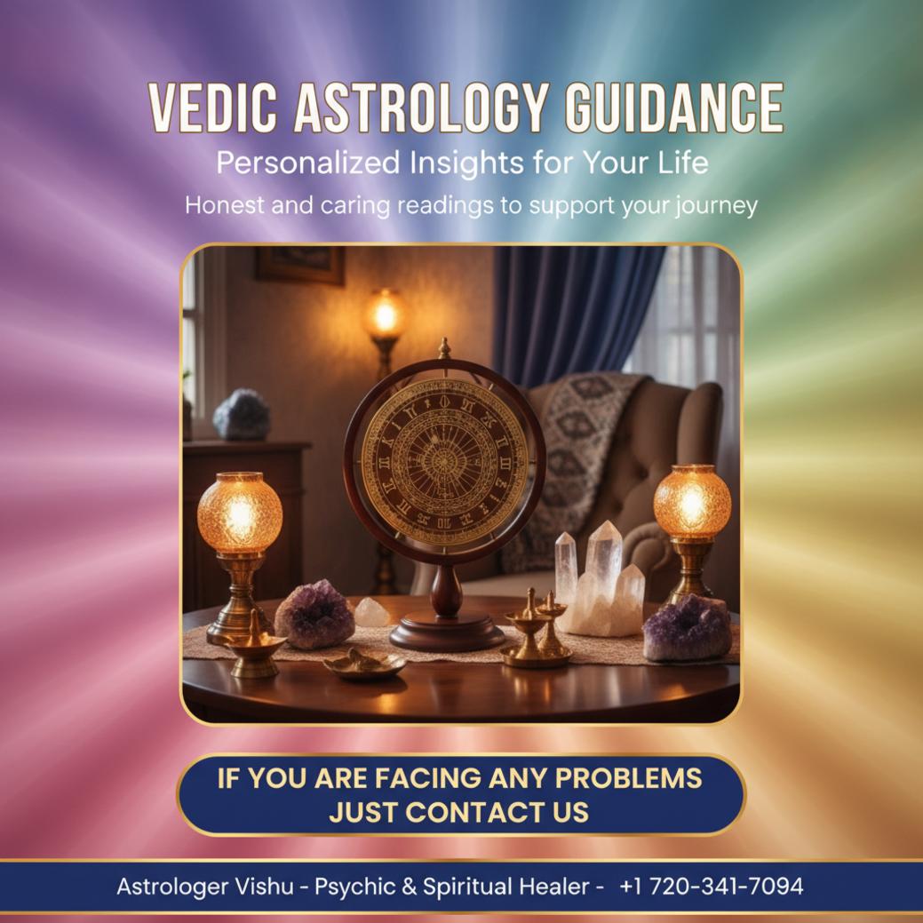 How Vedic Astrology in Thornton Can Guide Your Next Steps Vedic astrology consultation setup with wooden charts in Thornton, CO